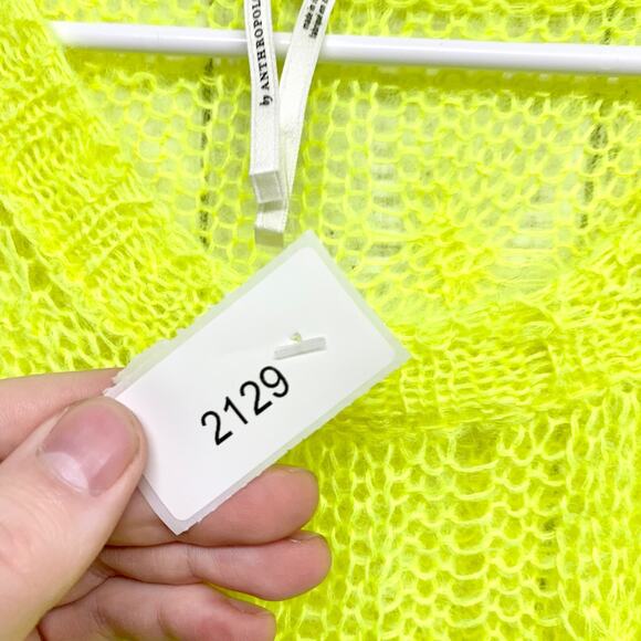 Anthropologie Sweater Women Size 2X The Posey Stitchy Distressed Wool Neon Boho - Picture 3 of 7